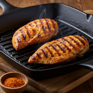 Grilled seasoned chicken for Street Corn Chicken Rice Bowl.