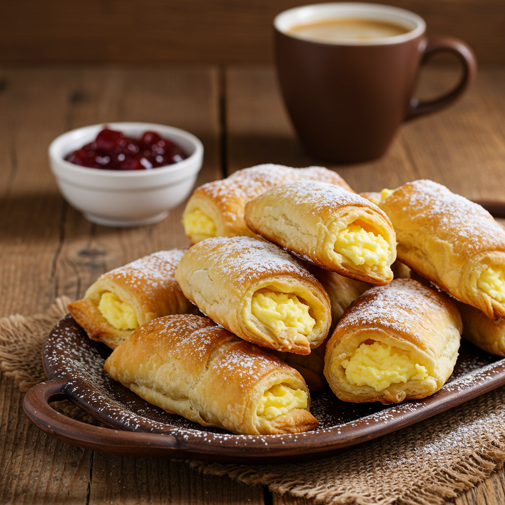 Flaky cream cheese puff pastry with golden layers and creamy filling.