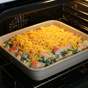 Assembling and baking crab and spinach dip