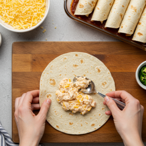 Rolling Chicken and Cream Cheese Enchiladas Step-by-Step