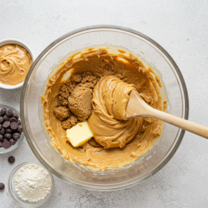 Mixing Peanut Butter Cookie Dough with Chocolate Chips