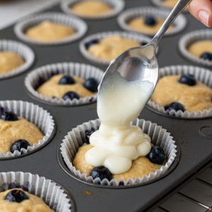 Adding Cream Cheese Filling to Blueberry Muffins