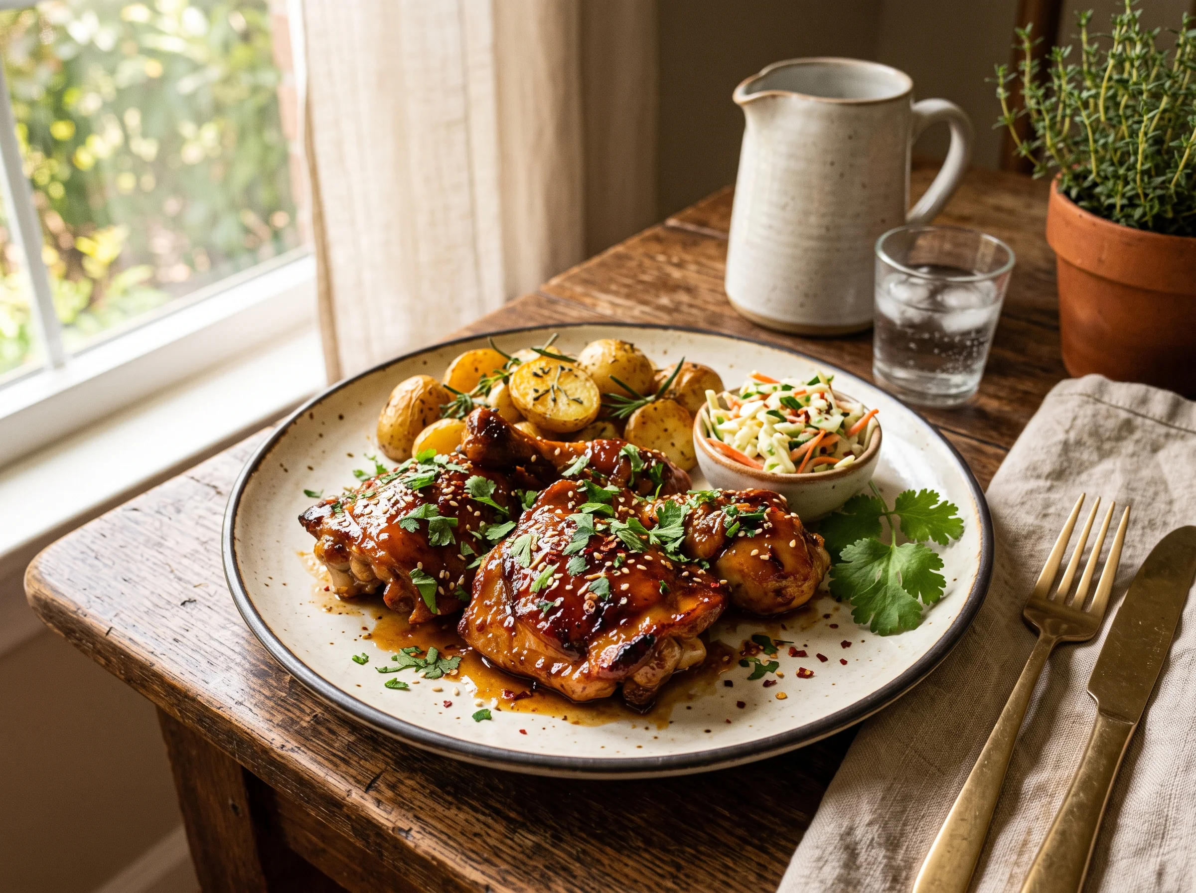 Easy Honey BBQ Chicken served