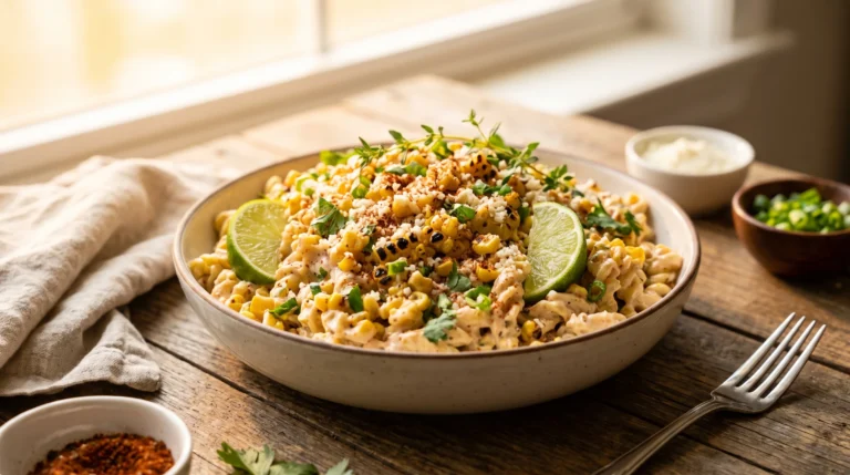 Grilled Corn Elote Pasta Salad recipe