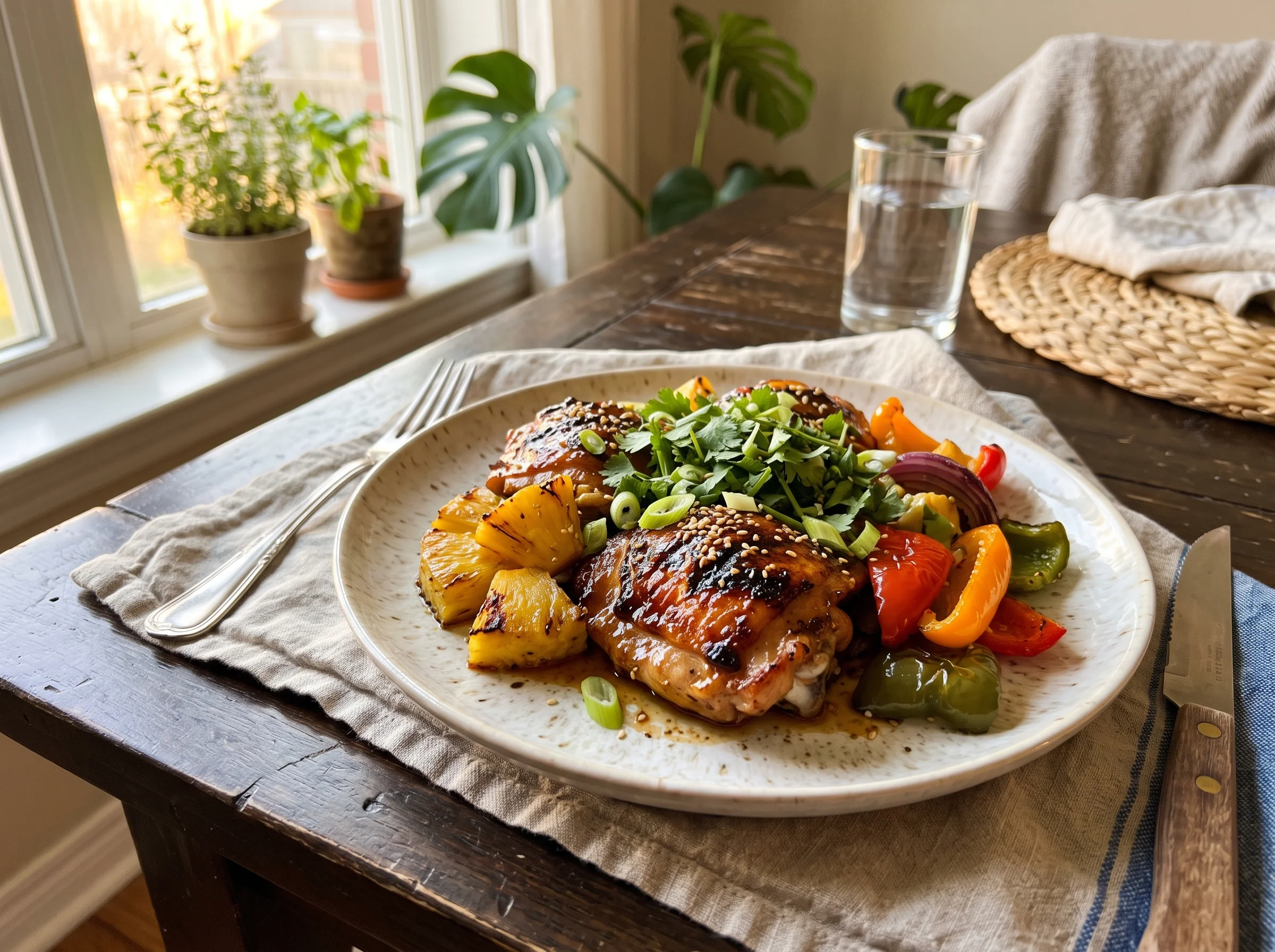 Hawaiian Chicken Sheet Pan served