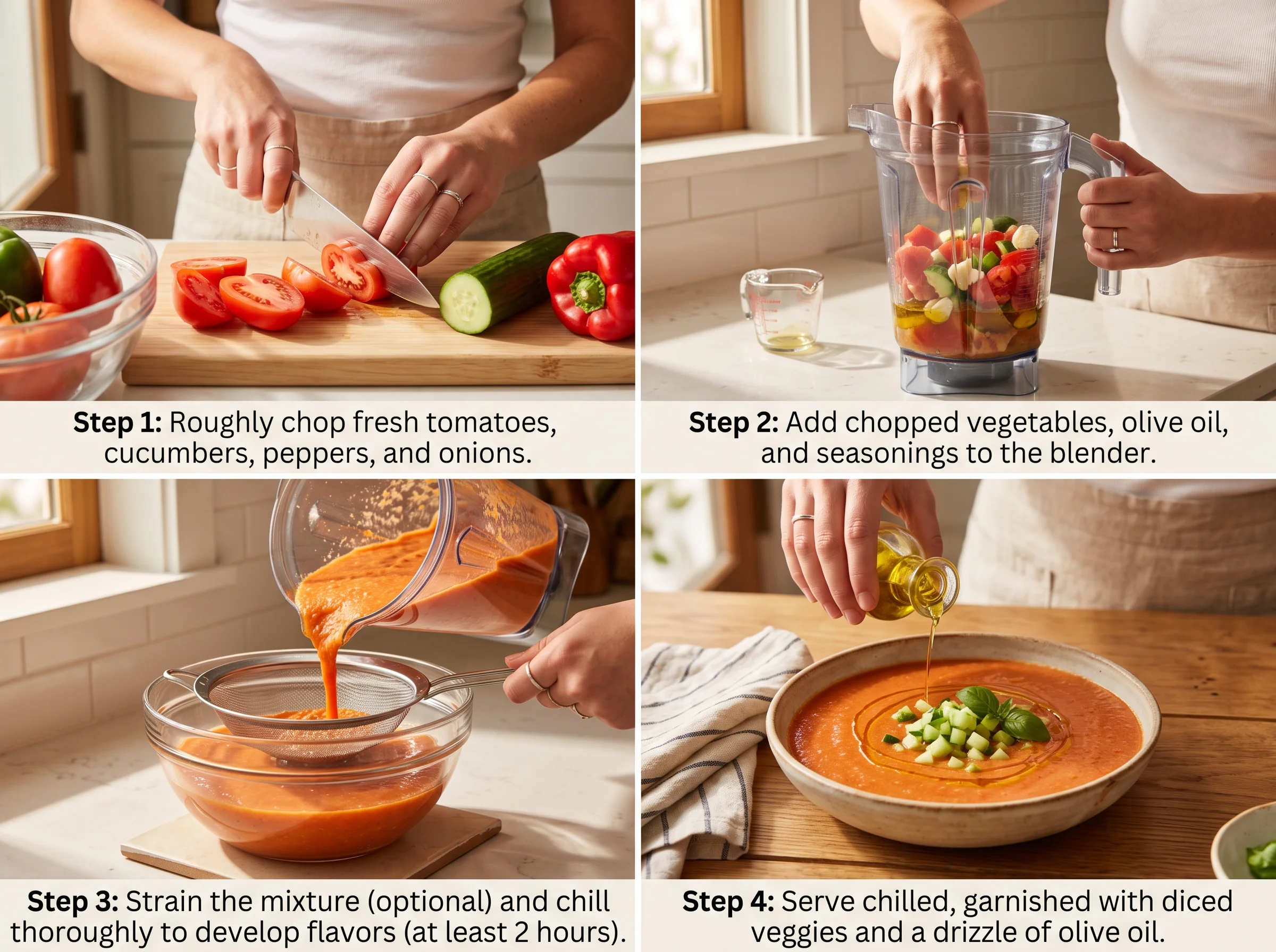Homemade Cold Gazpacho step by step