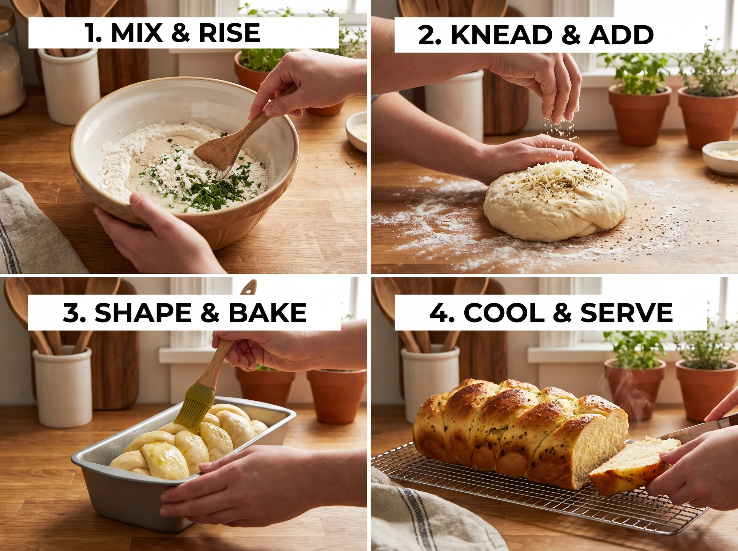Italian Herb and Cheese Bread step by step